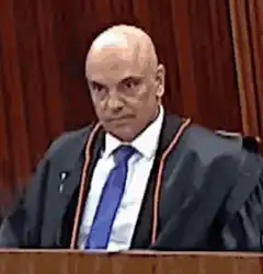 Judge pointing finger at camera