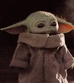 Baby Yoda looking around