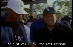 Ice Cube and Dr. Dre chill