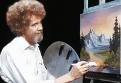 Bob Ross painting mountains