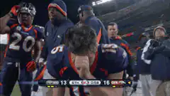 Denver Broncos player celebrates touchdown