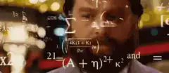 Man's face with math equations