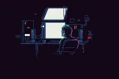 pixel art hacker at computer