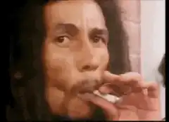 Bob Marley smoking a cigarette