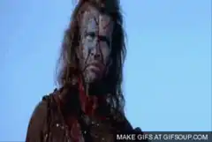 William Wallace raises sword and army cheers