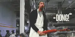 Dong! DING! man with red object