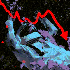 astronaut falling with red arrow