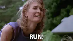 Woman yelling run