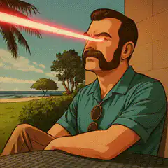 Man shoots laser beams through glass