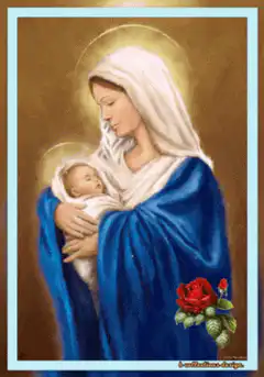 Glowing halo on Mary and Jesus