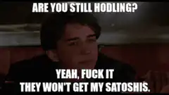 Are you still hodling yeah fuck it they won't get my satoshis