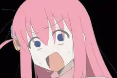 Pink-haired anime girl screaming