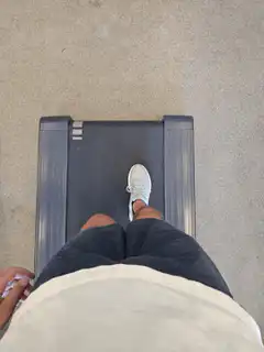 First person view walking on a treadmill
