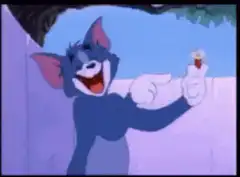 Tom gets hit by a tomato then a face appears