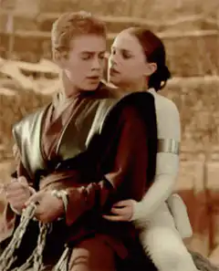 Anakin and Padme kiss on slave ship