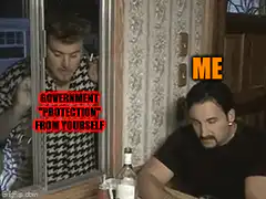 Me closing blinds on government protection