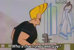 Dilbert admires himself in the mirror