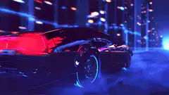 KITT from Knight Rider driving at night