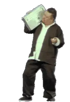 Man dancing with briefcase