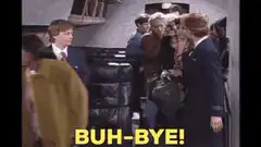 Airplane! passengers boarding with BUH-BYE