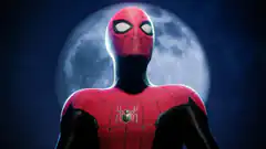 Spider-Man in front of the moon