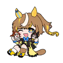 Chibi Kamen Rider Kuuga holding plushies
