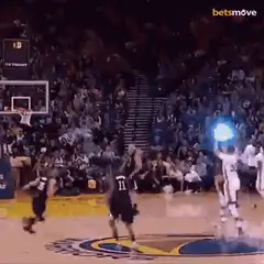 Stephen Curry shooting a glowing basketball