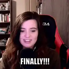 Woman says finally with arms raised