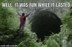 Person jumping into a tunnel