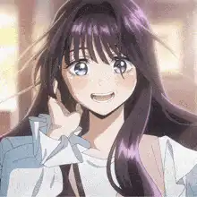 Anime girl laughing with joy