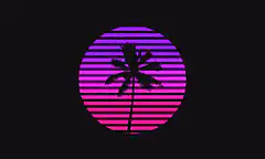 Retro synthwave sunset palm tree