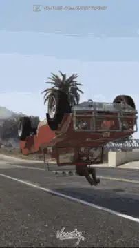 GTA V truck flying upside down