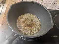 bubbling oil in a frying pan