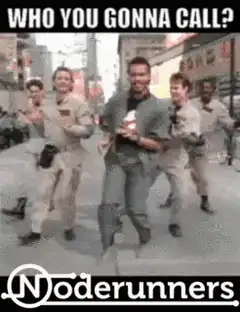 Ghostbusters dancing with Noderunners