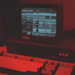 glitchy retro computer screen