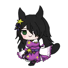chibi black horse girl with star hairpin