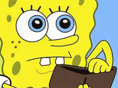 SpongeBob looking in empty wallet