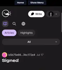 Nostr client menu toggle