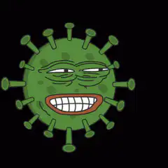Smiling Green Virus Cartoon