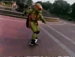 Teenage Mutant Ninja Turtle skateboarding
