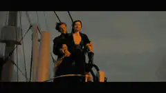 Jack and Rose at the bow of the Titanic