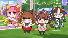 Chibi anime girls posing on a stage