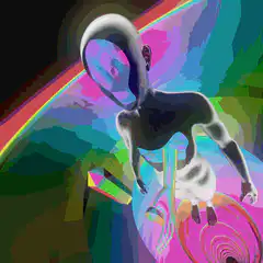 colorful alien holding a crystal