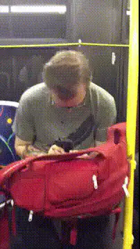Man falls asleep on subway