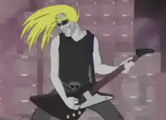 blond rocker playing guitar