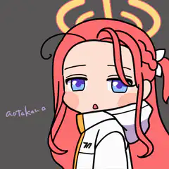 chibi arona looks surprised then walks off