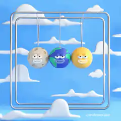 Newton's cradle with moon earth sun