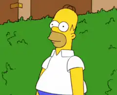 Homer Simpson hiding in bushes