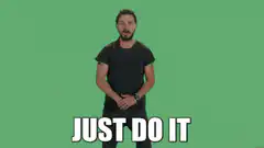 Man dancing with Just Do It text