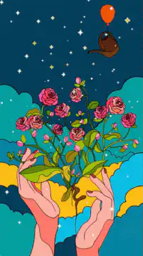 hands holding roses with watering can